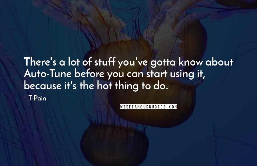 T-Pain Quotes: There's a lot of stuff you've gotta know about Auto-Tune before you can start using it, because it's the hot thing to do.