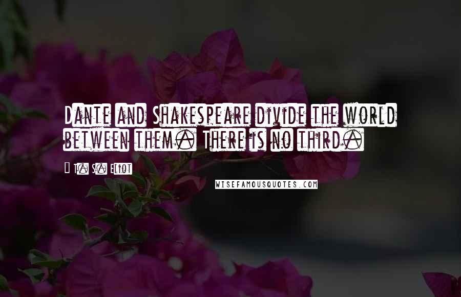 T. S. Eliot Quotes: Dante and Shakespeare divide the world between them. There is no third.