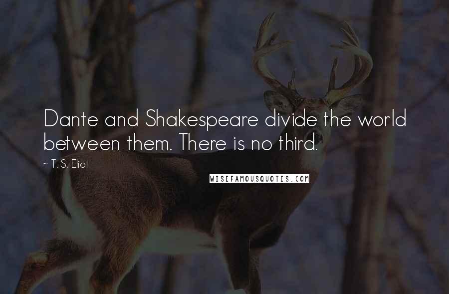 T. S. Eliot Quotes: Dante and Shakespeare divide the world between them. There is no third.