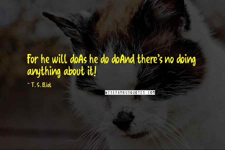 T. S. Eliot Quotes: For he will doAs he do doAnd there's no doing anything about it!