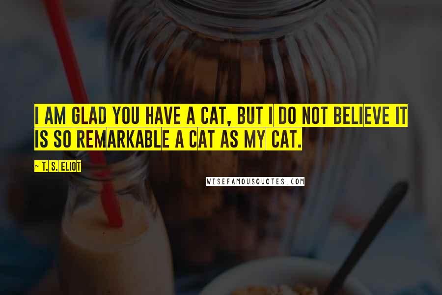 T. S. Eliot Quotes: I am glad you have a Cat, but I do not believe it is So remarkable a cat as My Cat.