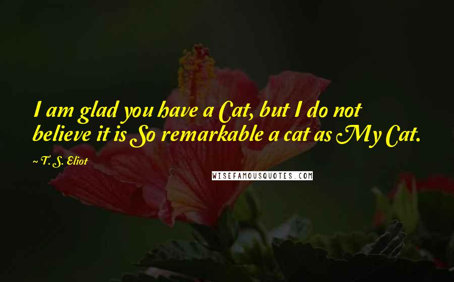 T. S. Eliot Quotes: I am glad you have a Cat, but I do not believe it is So remarkable a cat as My Cat.