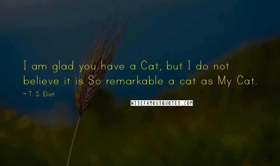 T. S. Eliot Quotes: I am glad you have a Cat, but I do not believe it is So remarkable a cat as My Cat.