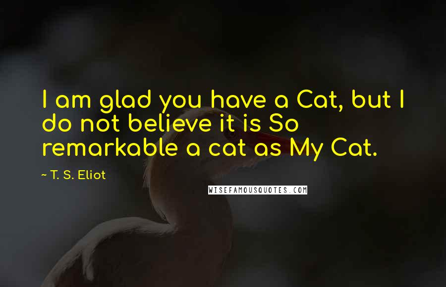 T. S. Eliot Quotes: I am glad you have a Cat, but I do not believe it is So remarkable a cat as My Cat.
