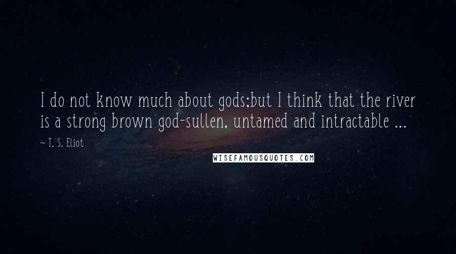 T. S. Eliot Quotes: I do not know much about gods;but I think that the river is a strong brown god-sullen, untamed and intractable ...