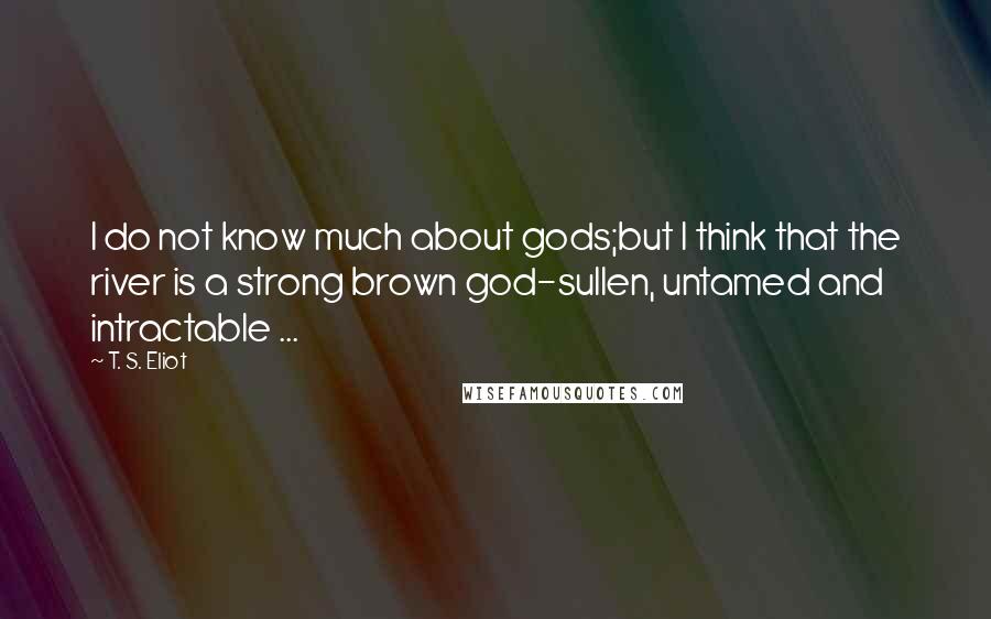 T. S. Eliot Quotes: I do not know much about gods;but I think that the river is a strong brown god-sullen, untamed and intractable ...