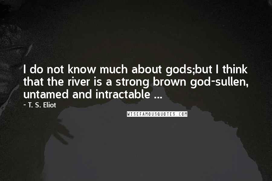 T. S. Eliot Quotes: I do not know much about gods;but I think that the river is a strong brown god-sullen, untamed and intractable ...