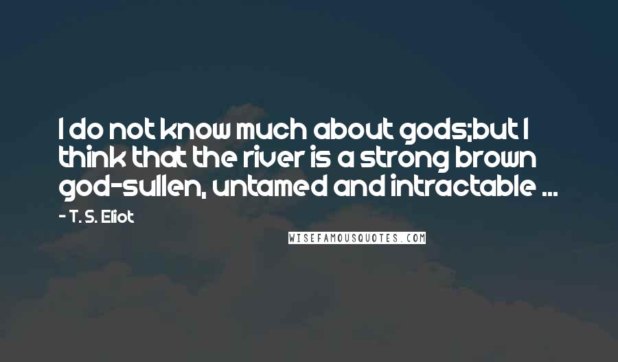 T. S. Eliot Quotes: I do not know much about gods;but I think that the river is a strong brown god-sullen, untamed and intractable ...