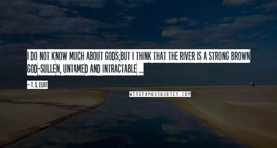 T. S. Eliot Quotes: I do not know much about gods;but I think that the river is a strong brown god-sullen, untamed and intractable ...