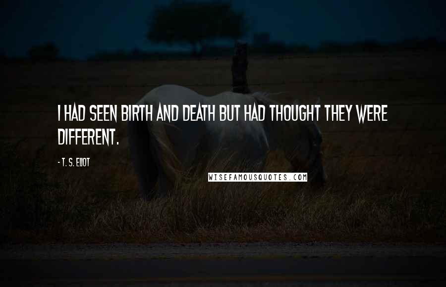 T. S. Eliot Quotes: I had seen birth and death but had thought they were different.