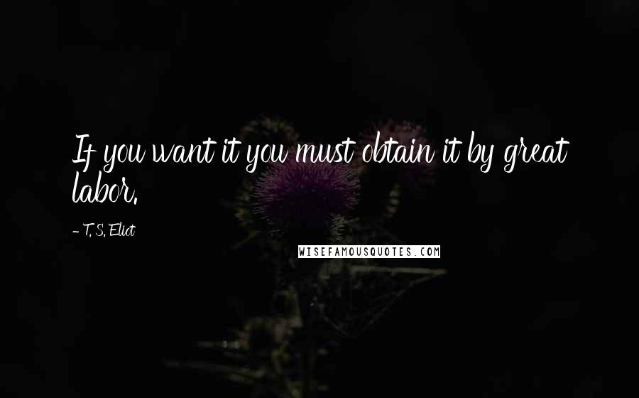 T. S. Eliot Quotes: If you want it you must obtain it by great labor.