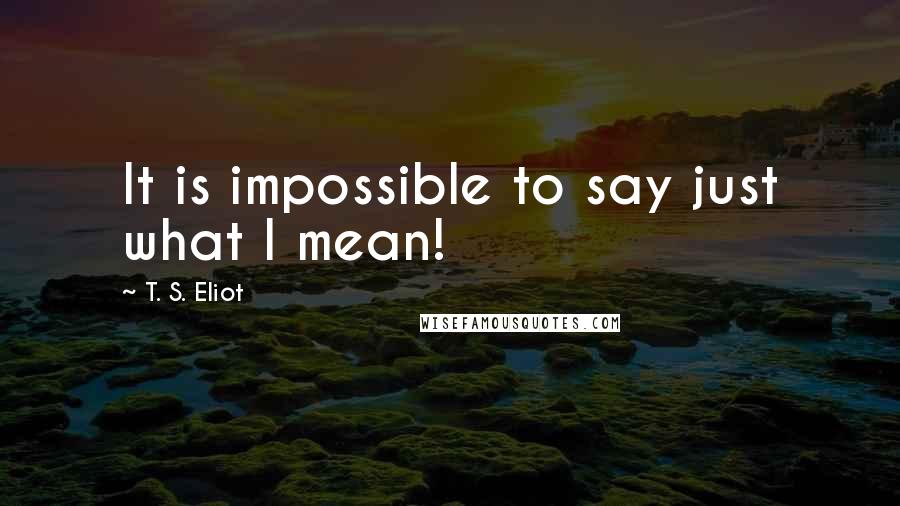 T. S. Eliot Quotes: It is impossible to say just what I mean!