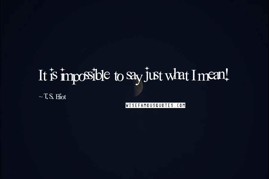 T. S. Eliot Quotes: It is impossible to say just what I mean!
