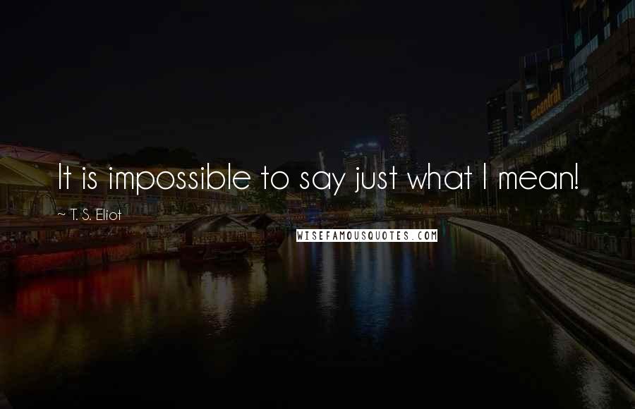 T. S. Eliot Quotes: It is impossible to say just what I mean!