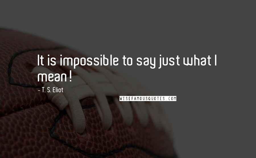 T. S. Eliot Quotes: It is impossible to say just what I mean!