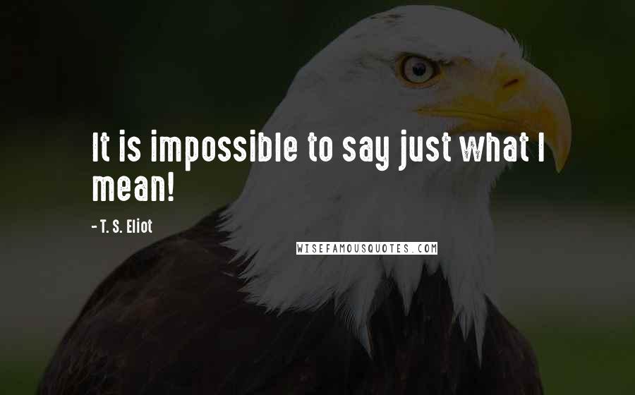 T. S. Eliot Quotes: It is impossible to say just what I mean!