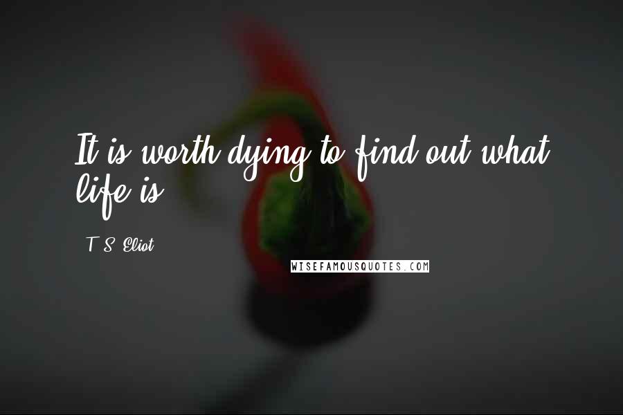 T. S. Eliot Quotes: It is worth dying to find out what life is.