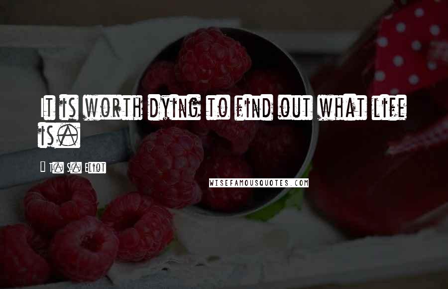 T. S. Eliot Quotes: It is worth dying to find out what life is.