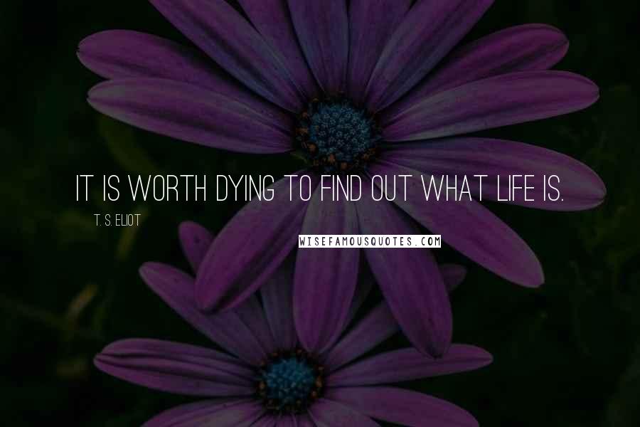 T. S. Eliot Quotes: It is worth dying to find out what life is.