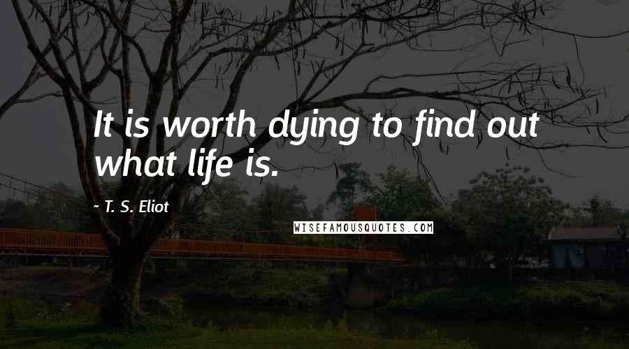 T. S. Eliot Quotes: It is worth dying to find out what life is.