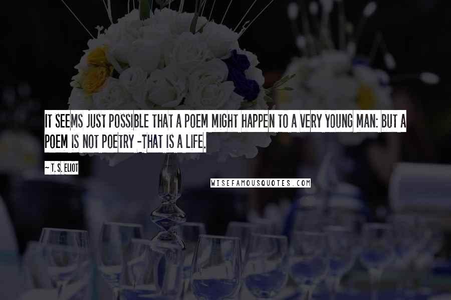 T. S. Eliot Quotes: It seems just possible that a poem might happen to a very young man: but a poem is not poetry -That is a life.