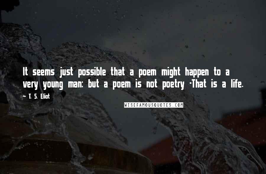 T. S. Eliot Quotes: It seems just possible that a poem might happen to a very young man: but a poem is not poetry -That is a life.