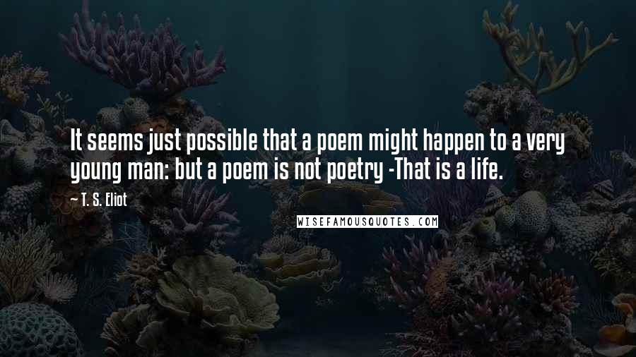 T. S. Eliot Quotes: It seems just possible that a poem might happen to a very young man: but a poem is not poetry -That is a life.