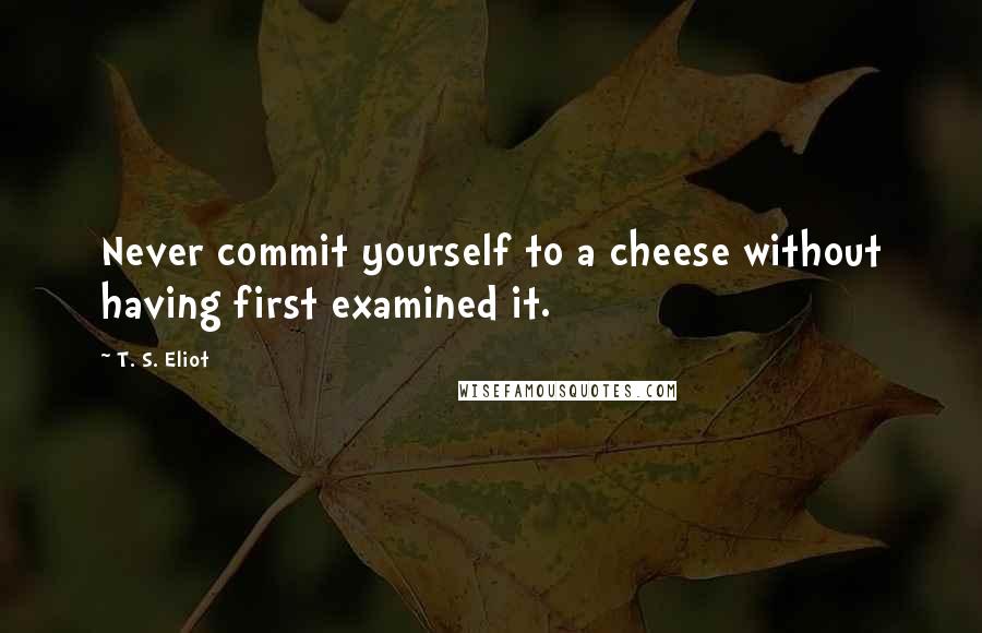 T. S. Eliot Quotes: Never commit yourself to a cheese without having first examined it.