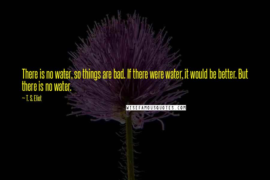 T. S. Eliot Quotes: There is no water, so things are bad. If there were water, it would be better. But there is no water.