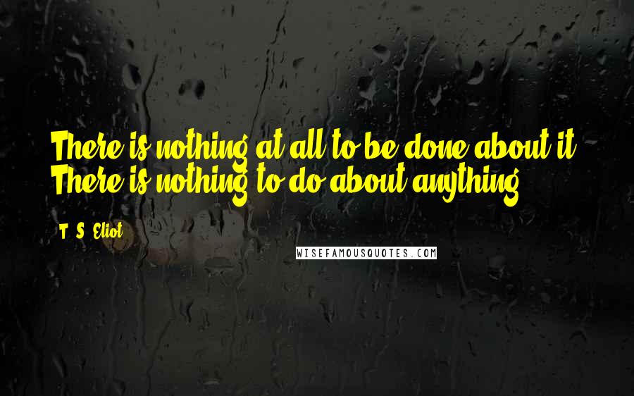 T. S. Eliot Quotes: There is nothing at all to be done about it, There is nothing to do about anything.