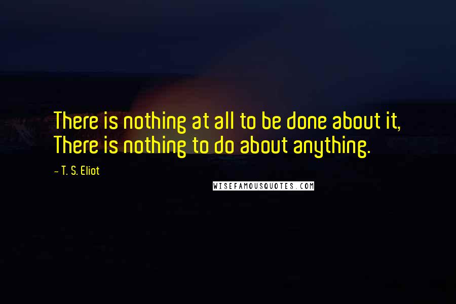 T. S. Eliot Quotes: There is nothing at all to be done about it, There is nothing to do about anything.