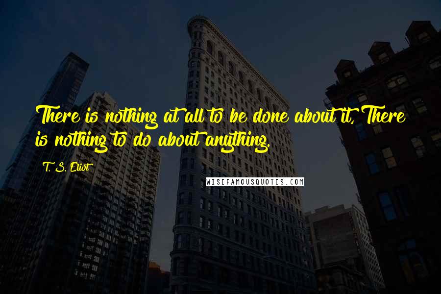 T. S. Eliot Quotes: There is nothing at all to be done about it, There is nothing to do about anything.