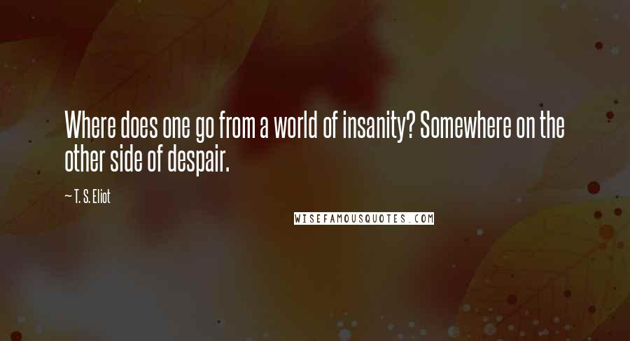 T. S. Eliot Quotes: Where does one go from a world of insanity? Somewhere on the other side of despair.