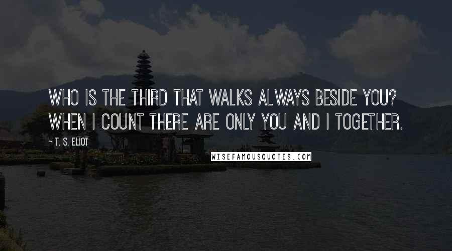 T. S. Eliot Quotes: Who is the third that walks always beside you? When I count there are only you and I together.