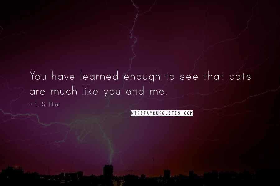 T. S. Eliot Quotes: You have learned enough to see that cats are much like you and me.