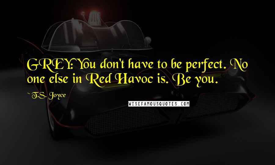 T.S. Joyce Quotes: GREY: You don't have to be perfect. No one else in Red Havoc is. Be you.