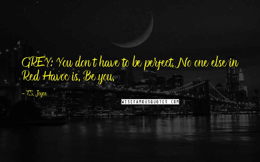 T.S. Joyce Quotes: GREY: You don't have to be perfect. No one else in Red Havoc is. Be you.