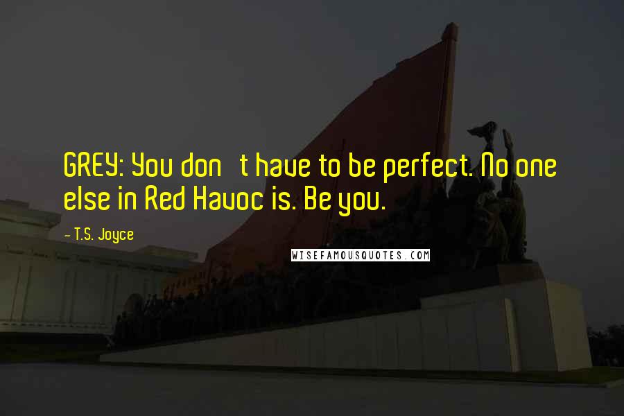 T.S. Joyce Quotes: GREY: You don't have to be perfect. No one else in Red Havoc is. Be you.