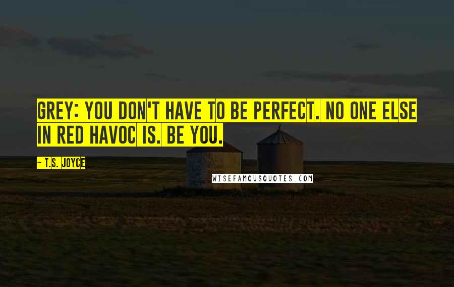 T.S. Joyce Quotes: GREY: You don't have to be perfect. No one else in Red Havoc is. Be you.