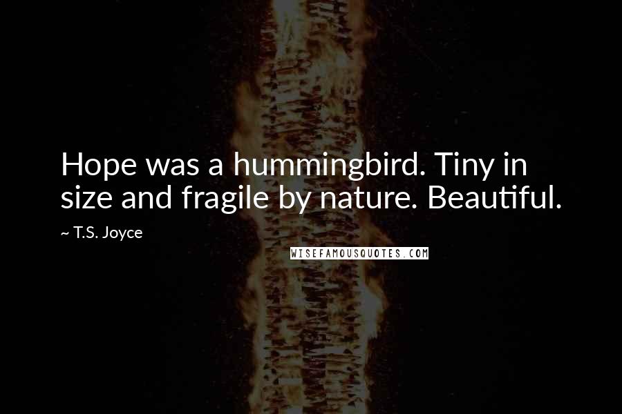 T.S. Joyce Quotes: Hope was a hummingbird. Tiny in size and fragile by nature. Beautiful.