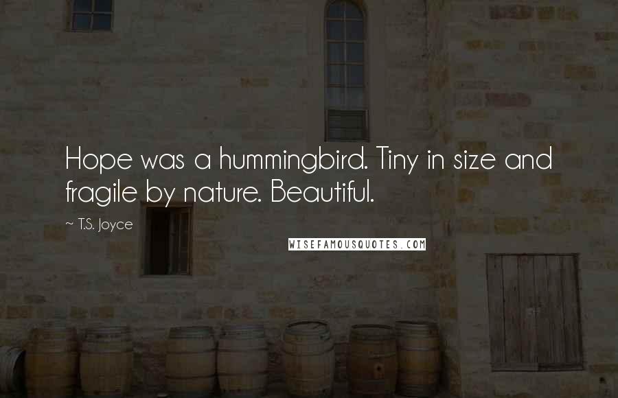 T.S. Joyce Quotes: Hope was a hummingbird. Tiny in size and fragile by nature. Beautiful.