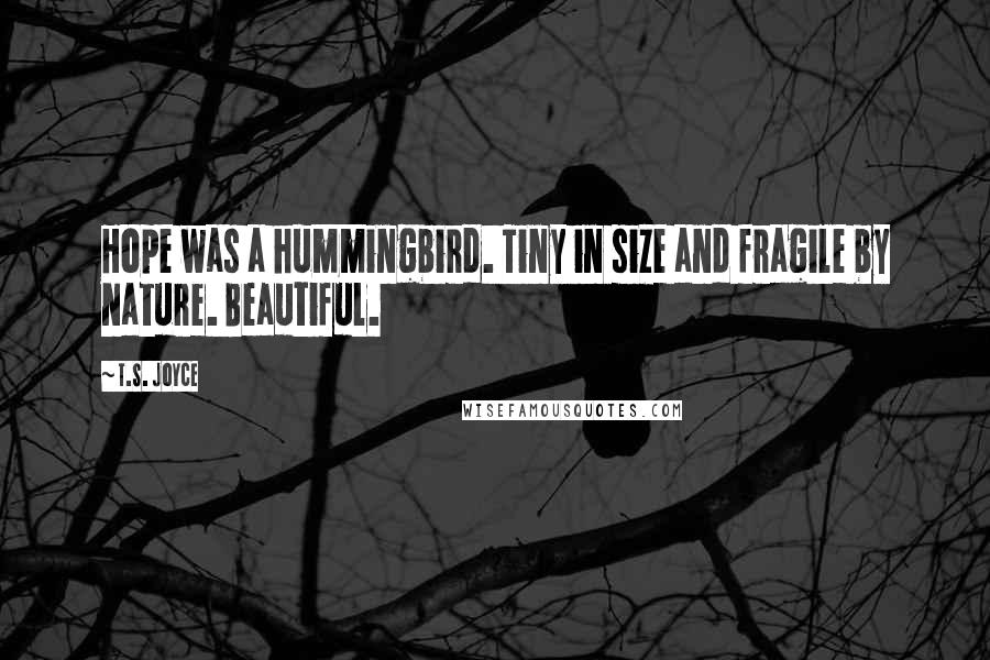 T.S. Joyce Quotes: Hope was a hummingbird. Tiny in size and fragile by nature. Beautiful.