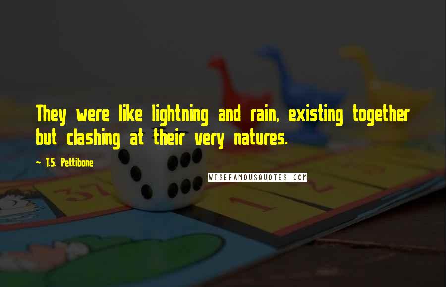 T.S. Pettibone Quotes: They were like lightning and rain, existing together but clashing at their very natures.