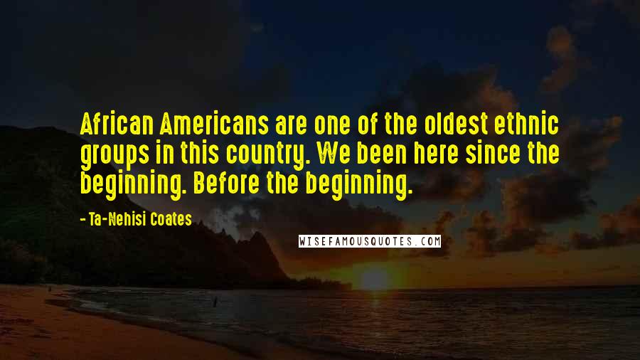 Ta-Nehisi Coates Quotes: African Americans are one of the oldest ethnic groups in this country. We been here since the beginning. Before the beginning.
