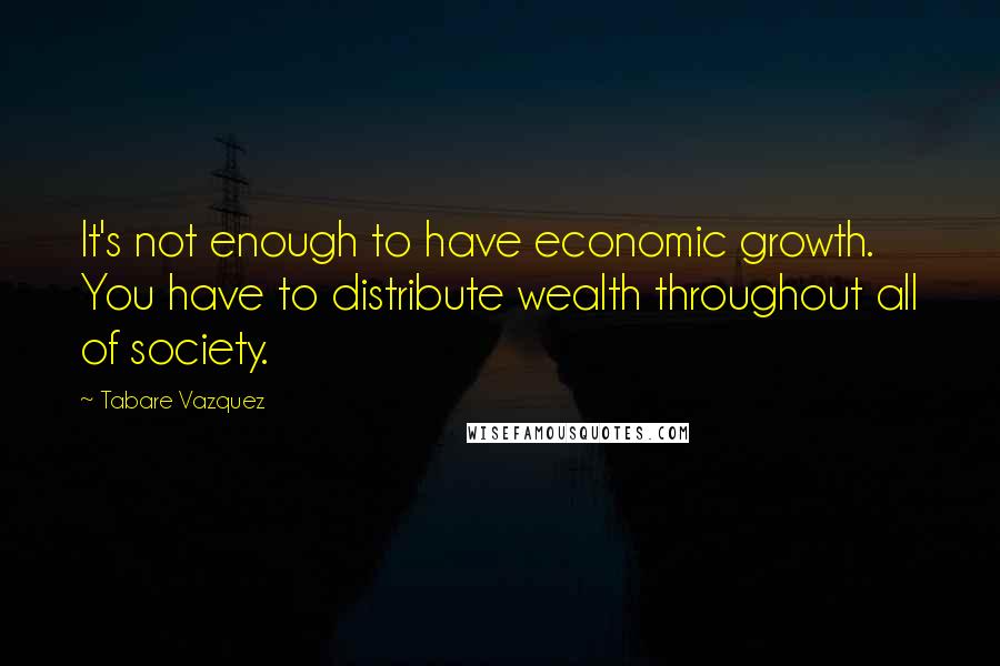 Tabare Vazquez Quotes: It's not enough to have economic growth. You have to distribute wealth throughout all of society.