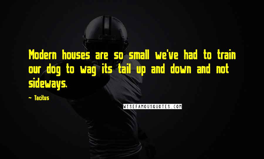 Tacitus Quotes: Modern houses are so small we've had to train our dog to wag its tail up and down and not sideways.