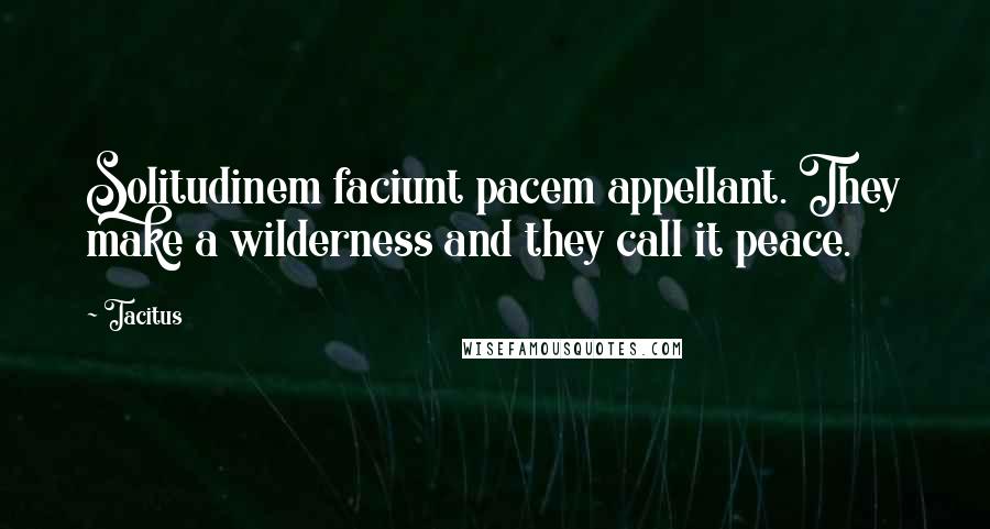 Tacitus Quotes: Solitudinem faciunt pacem appellant. They make a wilderness and they call it peace.