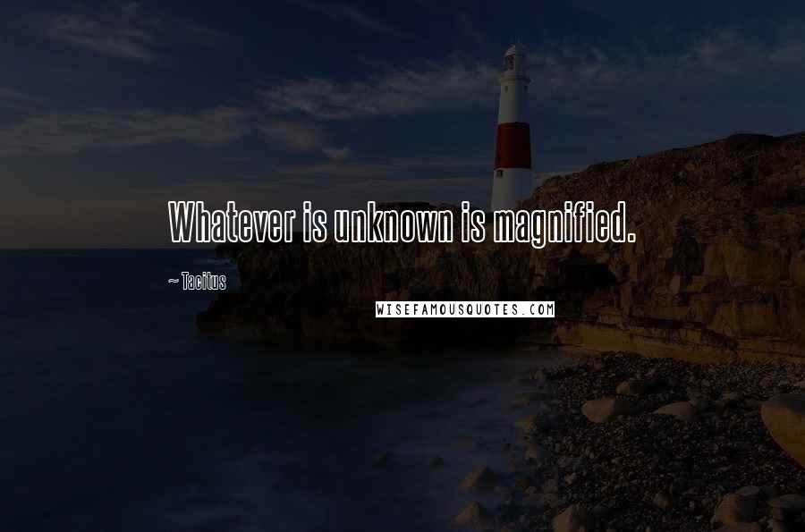 Tacitus Quotes: Whatever is unknown is magnified.