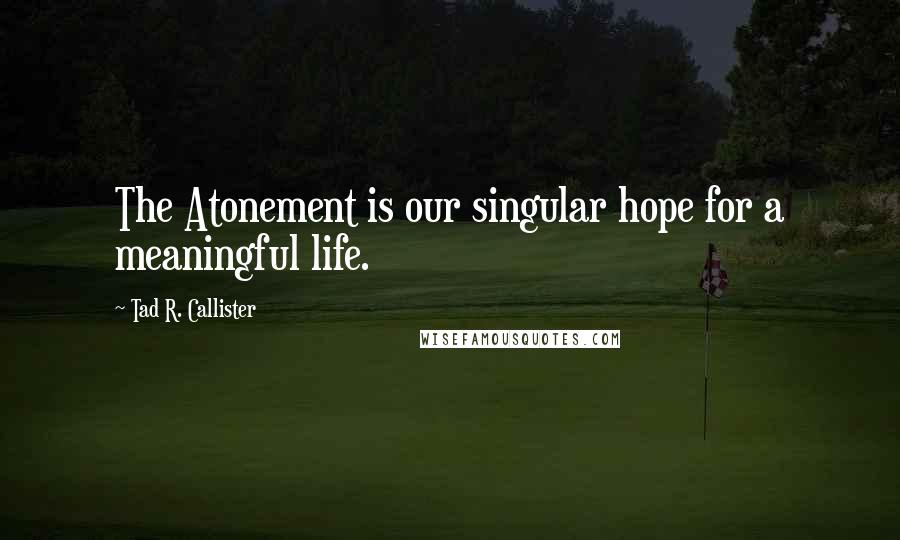 Tad R. Callister Quotes: The Atonement is our singular hope for a meaningful life.