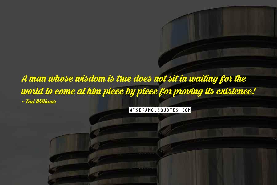 Tad Williams Quotes: A man whose wisdom is true does not sit in waiting for the world to come at him piece by piece for proving its existence!